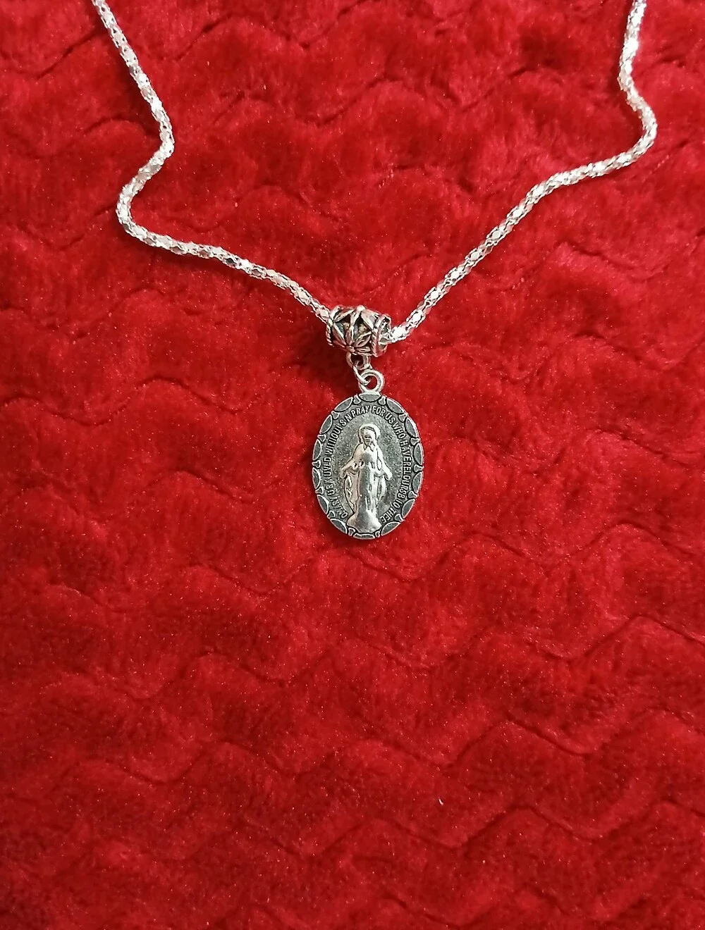 Sterling Silver Religious Pendant Necklace in Silver